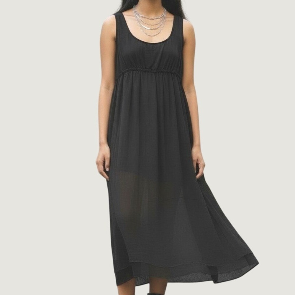 Velvet by Graham & Spencer Maxi Dress P(XS) Luxury Black Silk Blend Empire Waist